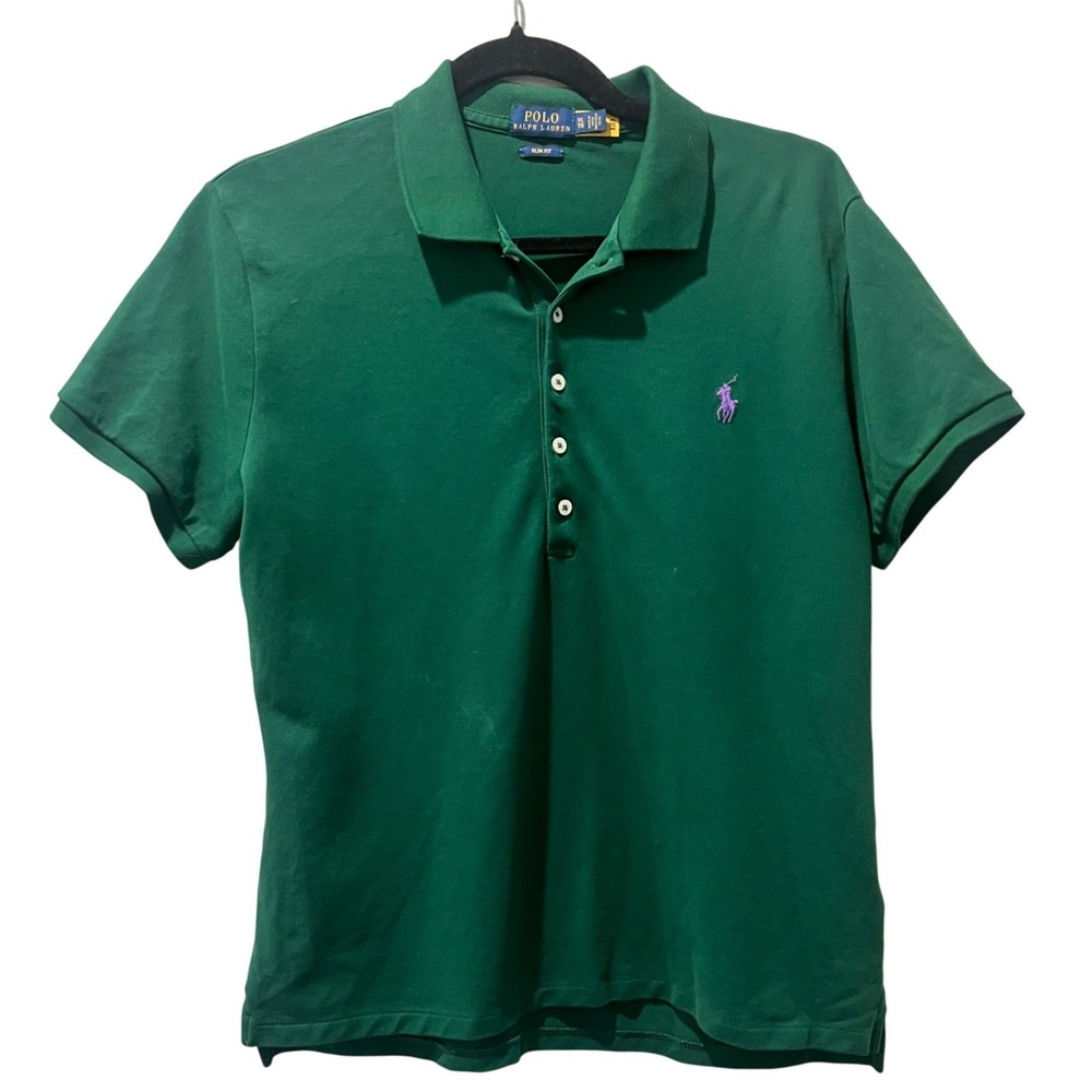 Polo Ralph Lauren Mens Slim Fit Polo Shirt XL Green Embroidered Pony Logo Y2K
